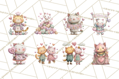 Valentine Cat Clipart PNG, Cute Valentine Cats, Kids Product Image 4