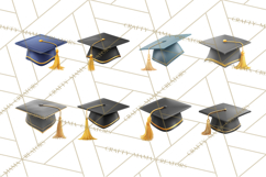 Graduation Cap Clipart PNG, Classic Graduation Hat Tassel Product Image 7