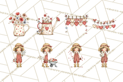 Farm Girl Valentine Clipart Pastel Country Watercolor PNG Product Image 5