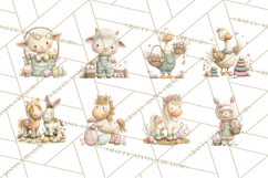 Easter Farm Animals Clipart PNG, Farm Animals Easter Eggs Product Image 2