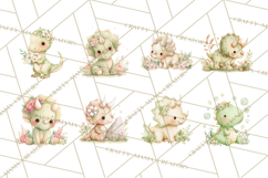 Cute Baby Dinosaurs Clipart PNG, Watercolor Dinosaur Product Image 4