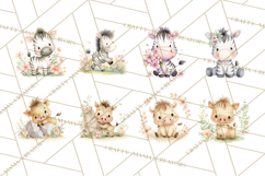 Safari Baby Animals Clipart PNG, Cute Pastel Watercolor Png Product Image 5