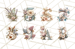 Blooming Letters Clipart, Floral Alphabet Clip Art PNG Product Image 4