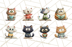 Bookish Cat Clipart, Cozy Reading Cats PNG, Cute Sweater Cat Product Image 8