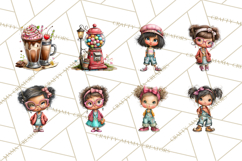 Retro Glam Kids Clipart PNG, Vintage Inspired Mini World Product Image 3