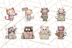 Valentine Cat Clipart PNG, Cute Valentine Cats, Kids Product Image 6