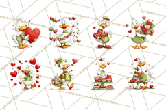 Valentine Goose Clipart PNG, Cute Watercolor Goose World Png Product Image 7