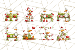 Valentine Goose Clipart PNG, Cute Watercolor Goose World Png Product Image 8