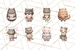 Valentine Cat Clipart PNG, Cute Valentine Cats, Kids Product Image 8