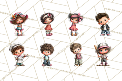 Retro Glam Kids Clipart PNG, Vintage Inspired Mini World Product Image 2