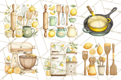Farmhouse Lemon Kitchen Clipart, Lemon Kitchen Appliances Product Image 8