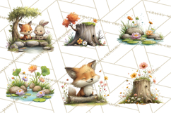 Woodland Animals Clipart, Cute Forest Animals, Foxes Png Product Image 3