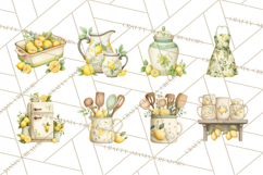 Farmhouse Lemon Kitchen Clipart, Lemon Kitchen Appliances Product Image 2