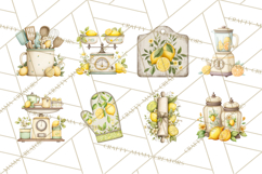 Farmhouse Lemon Kitchen Clipart, Lemon Kitchen Appliances Product Image 3