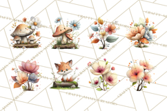 Woodland Animals Clipart, Cute Forest Animals, Foxes Png Product Image 6