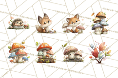 Woodland Animals Clipart, Cute Forest Animals, Foxes Png Product Image 7