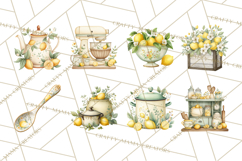 Farmhouse Lemon Kitchen Clipart, Lemon Kitchen Appliances Product Image 5
