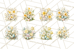 Easter Floral Clipart, Watercolor Spring Flowers Png Product Image 5