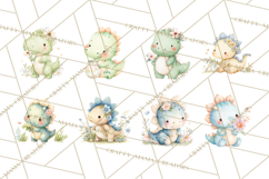 Cute Baby Dinosaurs Clipart PNG, Watercolor Dinosaur Product Image 3