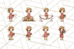 Farm Girl Valentine Clipart Pastel Country Watercolor PNG Product Image 6