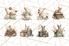French Vintage Easter Bunny Clipart PNG, Soft Pastel Easter Product Image 4