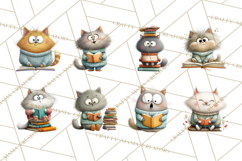 Bookish Cat Clipart, Cozy Reading Cats PNG, Cute Sweater Cat Product Image 5