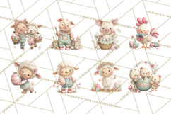 Easter Farm Animals Clipart PNG, Farm Animals Easter Eggs Product Image 4
