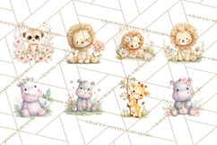 Safari Baby Animals Clipart PNG, Cute Pastel Watercolor Png Product Image 4