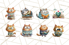 Bookish Cat Clipart, Cozy Reading Cats PNG, Cute Sweater Cat Product Image 3