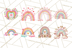 Valentine Boho Rainbow Clipart, Romantic Heart Rainbows PNG Product Image 7