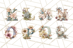 Blooming Letters Clipart, Floral Alphabet Clip Art PNG Product Image 6