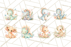 Cute Baby Dinosaurs Clipart PNG, Watercolor Dinosaur Product Image 5