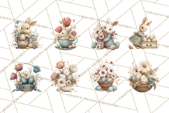 French Vintage Easter Bunny Clipart PNG, Soft Pastel Easter Product Image 6