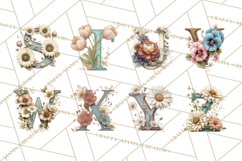 Blooming Letters Clipart, Floral Alphabet Clip Art PNG Product Image 5