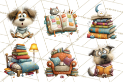 Bookish Dogs PNG Clipart, Cozy Dog Reading, Cute Cartoon Pup Product Image 7