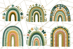 St Patricks Patterned Rainbow PNG, Boho Shamrock Clipart Product Image 7