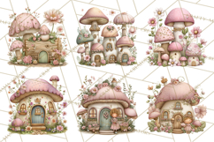 Enchanted Fairy Cottages Clipart PNG, Pastel Woodland Product Image 3