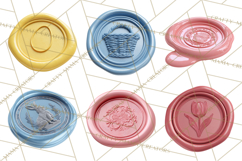 Easter Wax Seal Clipart, Bunny Chick Egg Floral Heart PNG Product Image 7