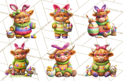 Easter Highland Cow Clipart PNG, Cute Spring Cow Clip Art Product Image 3