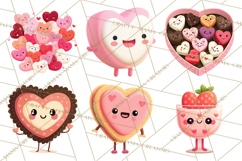 Valentine Kawaii Candies, Heart Sweets Clipart, Cute Candy Product Image 6
