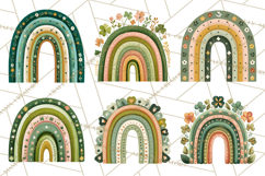 St Patricks Patterned Rainbow PNG, Boho Shamrock Clipart Product Image 8