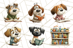 Bookish Dogs PNG Clipart, Cozy Dog Reading, Cute Cartoon Pup Product Image 8