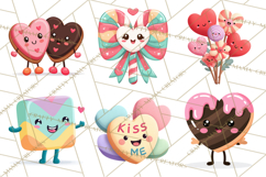 Valentine Kawaii Candies, Heart Sweets Clipart, Cute Candy Product Image 5