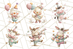 Farm Animals Dance Party Clipart, Dancing Cow Pig Sheep Png Product Image 8