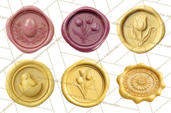 Easter Wax Seal Clipart, Bunny Chick Egg Floral Heart PNG Product Image 8