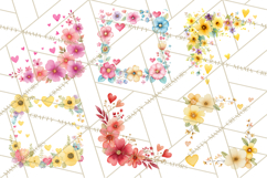 Watercolor Corner &amp; Border Clipart, Floral Frames, Heart Png Product Image 6