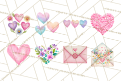 Watercolor Love Accents Clipart, Hearts, Envelopes Png Product Image 4