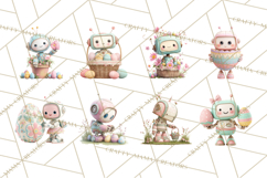 Easter Robot Clipart, Pastel Full-Body Robot Illustration Product Image 4