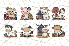 Patriotic Farm Animals Clipart, Whimsical Red White Blue Product Image 2