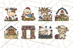 Patriotic Farm Animals Clipart, Whimsical Red White Blue Product Image 3